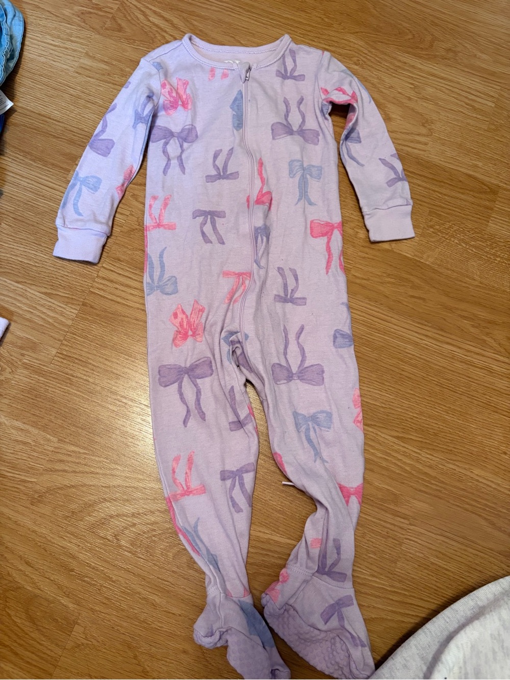 The Children's Place Lavender Footed Pajamas with Pink & Purple Bow Print